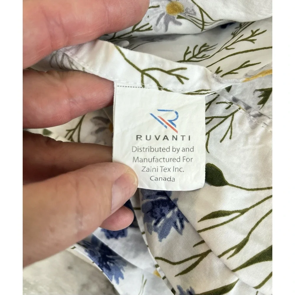 RUVANTI 100% Cotton Flat Sheet Queen Size Cooling Percale Cottage Core Prairie